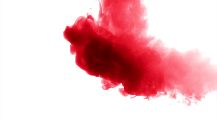 Red cloud smoke / ink on water on white background - Royalty Free Video