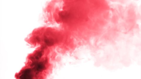 Red cloud smoke / ink on water on white background