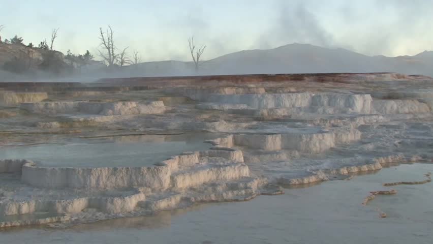 Mammoth Hot-springs at sunrise