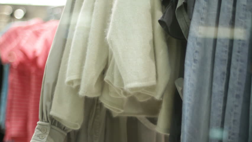 Fluffy blouses at store display