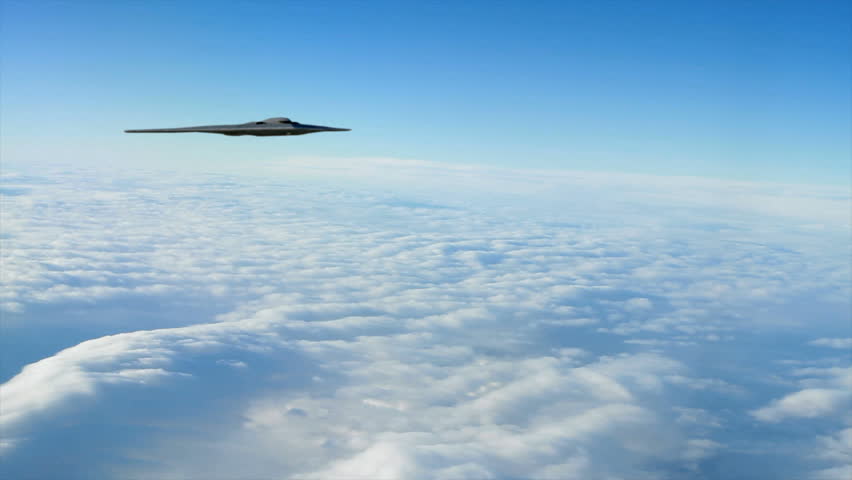 A B-2 Spirit Stealth Bomber dropping a MOP bunker buster bomb.  