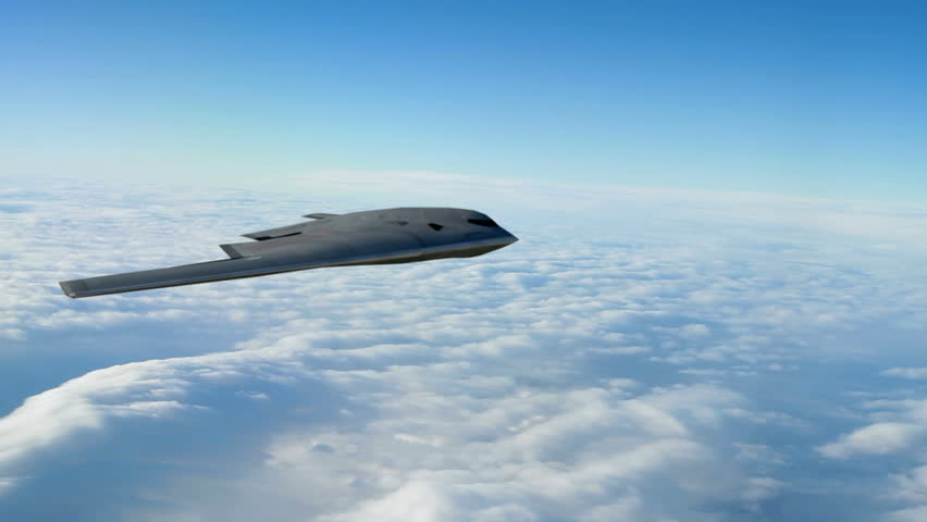A B-2 Spirit Stealth Bomber dropping a MOP bunker buster bomb.  