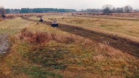 Aerial view of atv on the track.