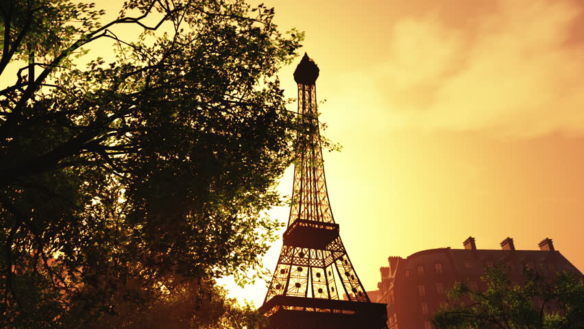 Sunset in Paris 3D animation