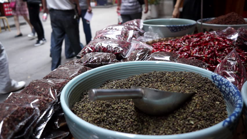 Stall selling Sichuan spicy seasonings