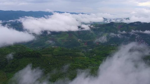 Aerial Shot cloud on mountain. 4K