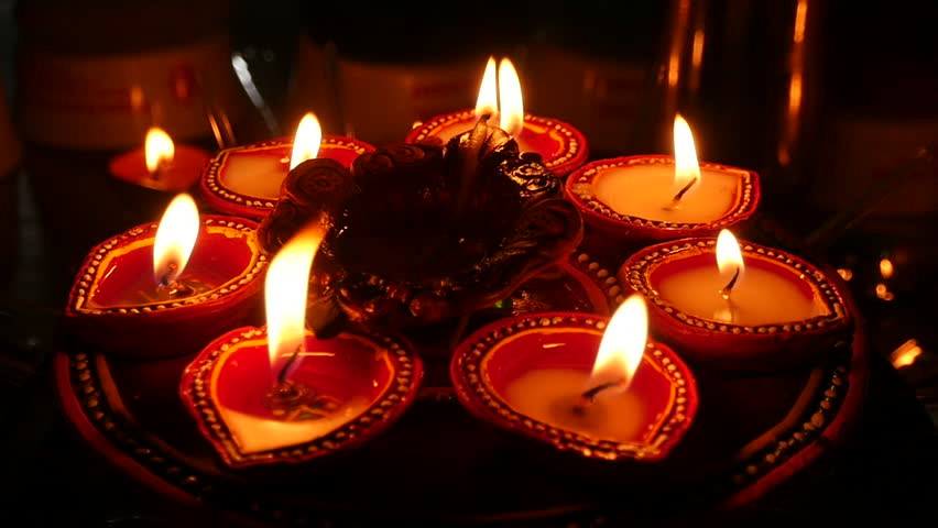 Candles and Oil Lamps (deepak). Stock Footage Video (100% Royalty-free