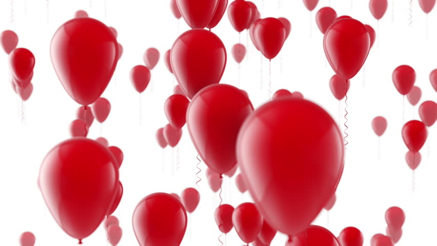 red balloons flying up 3d render Stock Footage Video (100% Royalty 