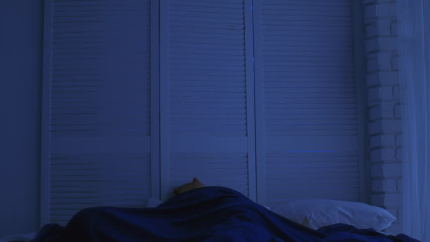 The guy wakes up after a nightmare, horrible dream. Night view | Shutterstock HD Video #21232366