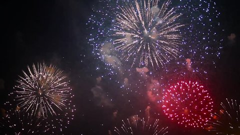 Large fireworks of different colors