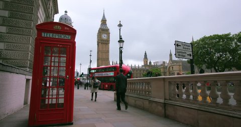 UNITED KINGDOM, LONDON - SEPTEMBER 2016: Red Telephone Box & Big Ben; London England