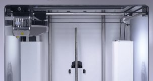 Modern threedimensional printing machine, 3d printing human busts. 4k time lapse video sequence with zooming in transition