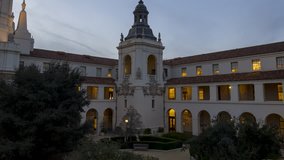 4K timelapse video of the beautiful sunset scene of Pasadena City Hall near Los Angeles, California
