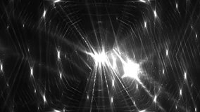 VJ Fractal grey kaleidoscopic background.Background grey motion with fractal design on black background. Disco spectrum lights concert spot bulb. Light Tunnel. Seamless loop.