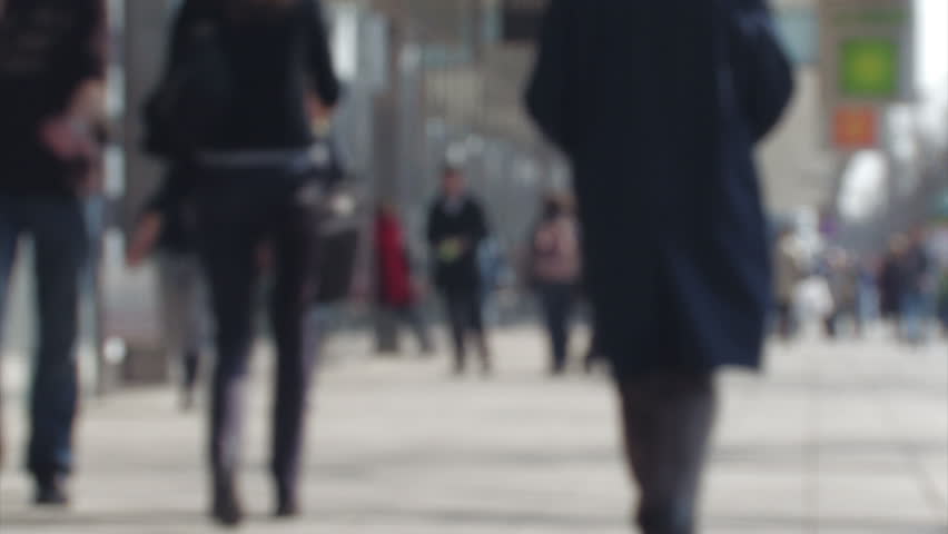 People walk in slow motion