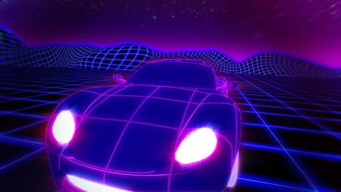 Car retrofuturistic seamless animation
