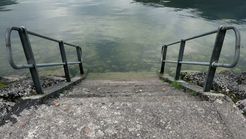 Stairs to the Lake. Full HD 1920x1080 Video Clip