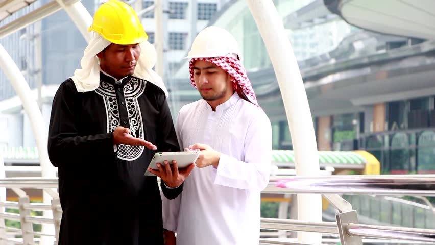 Arab Engineers Business People Standing Stock Footage Video (100