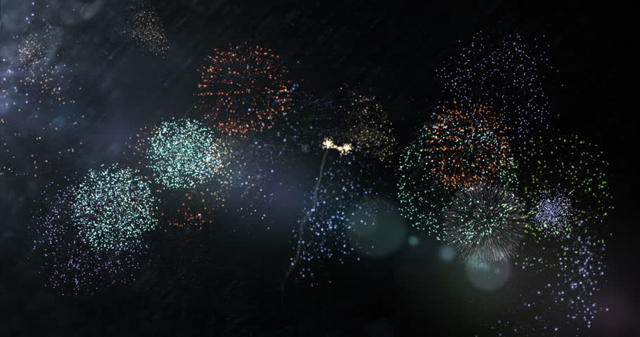Illustration of fireworks on sky during new year time 4k