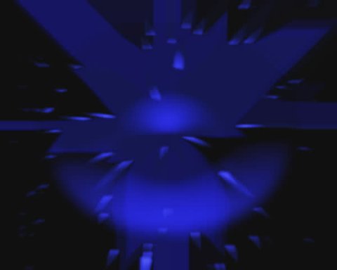 shifting blue matrix of shapes and particles