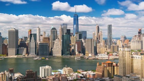 New York Manhattan from Brooklyn Clouds shades Timelapse