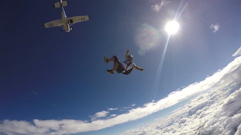 Skydiver jump from the plane