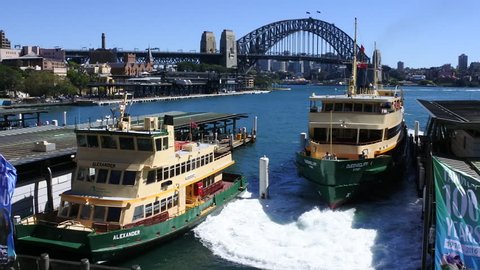 SYDNEY OCT 18 2016:Passengers on board of Sydney Ferries at Circular Quay ferry wharf. Sydney Ferries is the public transport ferry network serving the Australian city of Sydney, New South Wales.