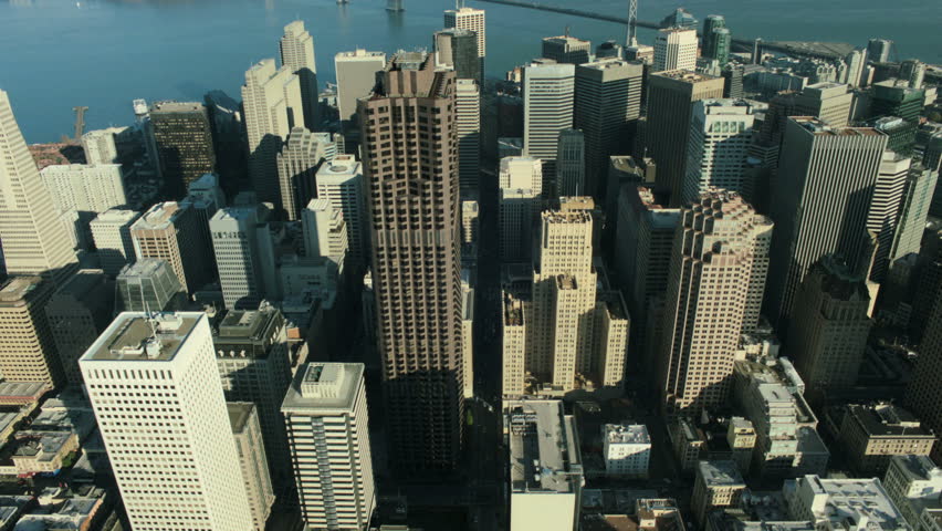 Aerial view of downtown San Francisco with modern skyscrapers, California, America, USA