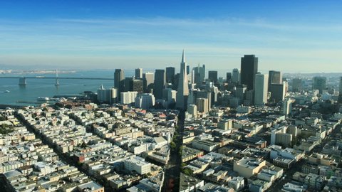 Aerial view of the Transamerica Pyramid building and the city of San Francisco, California, North America, USA