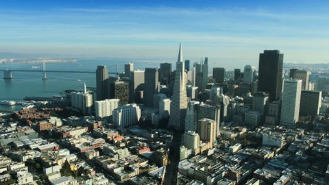 Aerial view of the Transamerica Pyramid building and the city of San Francisco, California, North America, USA