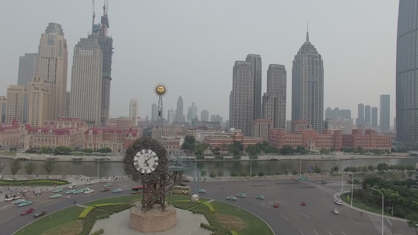 Aerial view of Tianjin Century Clock, Tianjin, China-July,17,2016