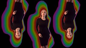 Black Dress One 3 Dancers Rainbows 7
A relatively long video of a woman dancing, with some extra effects added.