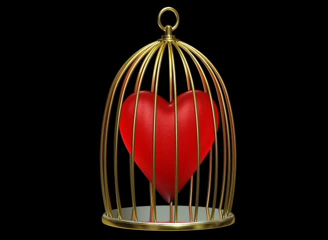 Red heart in golden cage