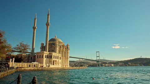 Ortakoy Mosque and Bosphorus Bridge in Istanbul, Turkey