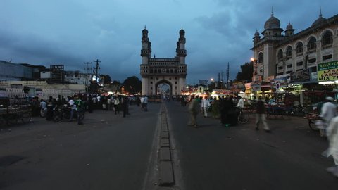 HYDERABAD, INDIA - September 17, 2011: 4k time lapse footage of Char minar, Hyderabad, Andhra Pradesh, India Sept.17, 2011.