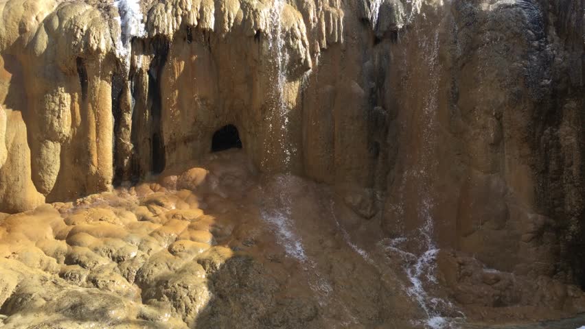 Huanglong Mountain with beautiful nature lime stone pond  ,waterfalls,lake  in Sichuan , China on sunny day  in autumn
