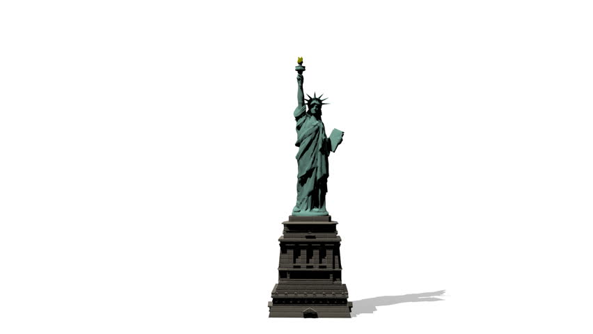 Statue of Liberty crumbles front view against white, comes with Alpha