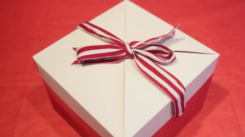 Opening Christmas present, bright light in gift box Video Stok