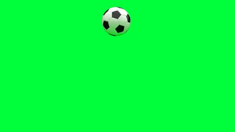 Soccer ball jumping on a chroma key green background. 
Can be used in advertising and on television.
