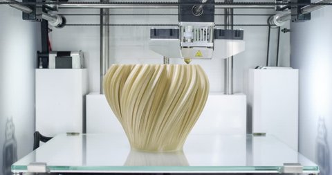 3d printing vase. 4.0 industrial revolution. 4k time lapse video