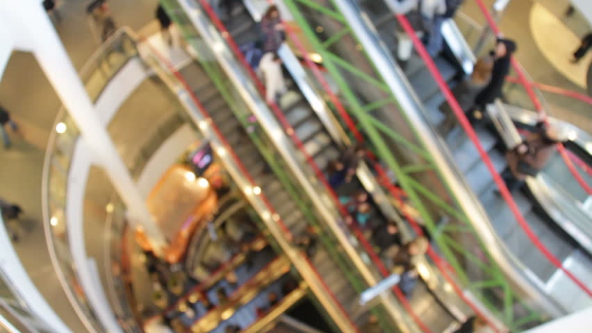  Mall escalator stairs de-focused