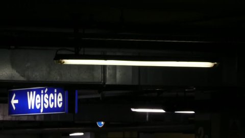 Entrance And Flashing Light On The Underground Car Parking