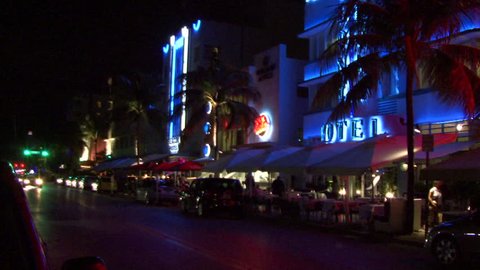 Time lapse at night of Miami beach 