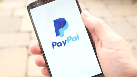 MONTREAL, CANADA - November 2016 : Online payment brands logo being swipe on smartphone screen : Paypal, Apple Pay, Google Walley, Payoneer, Visa Chekout, Skrill