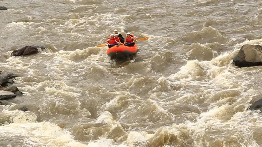 White water rafting on the rapids of the river Patate,Ecuador. Slow motion,LR