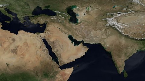 3D Flat Map Animation of The Middle East - Time-lapse: A Whole Year of Planet Earth's Natural Weather Cycle (4k UHD)