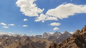 High mountains Panorama timelapse Pamir, Tajikistan.