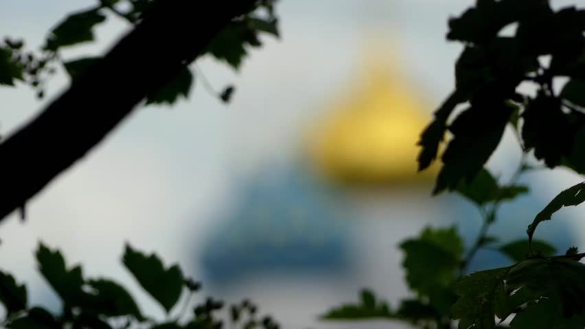 Transfer focus: Assumption Cathedral (1559 - 1585) in Holy Trinity St. Sergius Lavra. Trinity Lavra of St. Sergius is Russian monastery of Russian Orthodox Church. Sergiyev Posad, Russia.