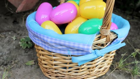 Easter eggs Basket Stock Video