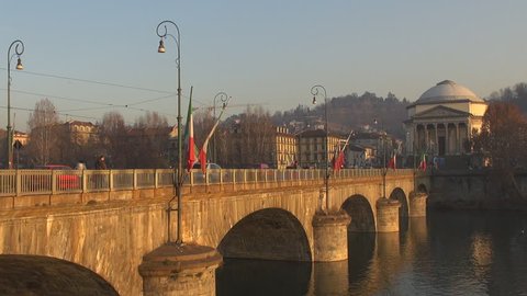 Timelapse of Vittorio Emanuele bridge, Turin Italy